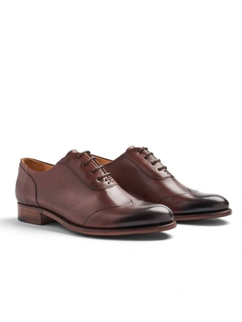 The Office of Angela Scott Brown Oxford Shoes Burnished Cap Toe Welted Size 39